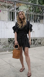 ISABEL MARANT ETOILE Delicia Dress 34 FR / XS Mini Linen Black Wrap Ruffle - Bild 1 von 9