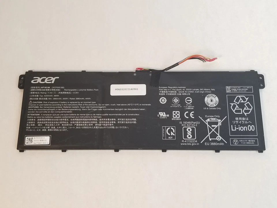 Batería para portátil Acer AP18C4K 3880mAh 3 celdas para Aspire 5 A515-43 Foto 1 de 3