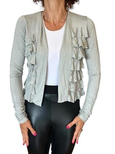 Anthropologie Bailey 44 grau offen Cardigan Jersey Rüschen Crop Small neu mit Etikett $ 88 - Bild 1 von 9