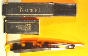 KOMET Rare Vintage c.1951's German /DDR era/ Turtle handles Straight Razor - Bild 1 von 10
