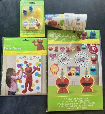NEW Sesame Street 1st Birthday Room Decorating Kit With Extras Lot Of 5 Items - Image 1 of 4
