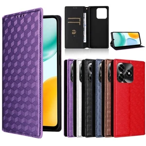 Funda para teléfono For Honor X5C Plus 4G, billetera de rejilla de moda con soporte abatible de cuero - Imagen 1 de 25