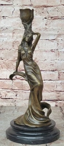 Elegant Water Nymph Bronze Sculpture Candle Holder Statue Home Office Décor - Picture 1 of 10