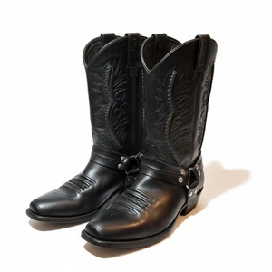 Herren Sancho Schwarz Leder Stiefel Größe 11,5 - Bild 1 von 10