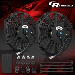 UNIVERSAL SLIM 10" PULL/PUSH ELECTRIC RADIATOR COOLING FAN+MOUNTING KIT BLACK - Bild 1 von 5