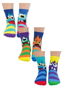 6 Pack Boys Mini Monster Novelty Odd Socks in Gift Box - Picture 1 of 6