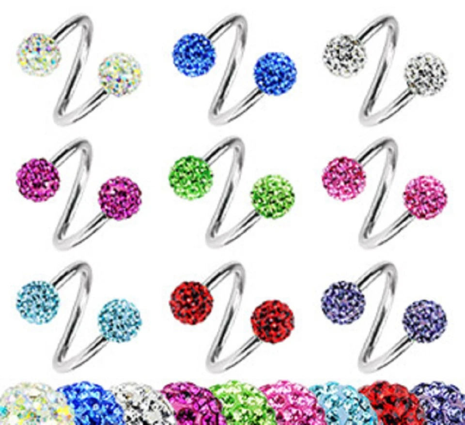 316L хирургическая сталь Ferido кристалл мяч пупка живота скручивать кольцо выбрать цвет  - Изображение 1 из 1