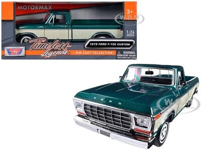 Ford F-150 1979 camioneta pickup verde y crema 1/24 diecast modelo coche Motormax 74346 Foto 1 de 4