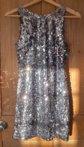 New Look Vintage Silver Grey Sequin Party Cocktail Christmas Dress XS 6 - Picture 1 of 3