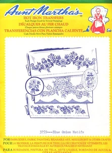 Aunt Martha's Hot Iron Transfers-3759 ~ Blue Onion Motifs ~ Lots of Flowers!! - Picture 1 of 2