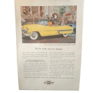 Vintage 1954 Chevrolet Bel Air Sport Coupe Yellow Ad Advertisement - Picture 1 of 4
