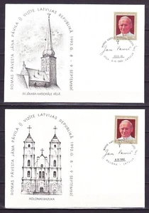 Latvia, 1993, Pope, 2 covers spec. cancellation RIGA, AGLONA - Picture 1 of 1