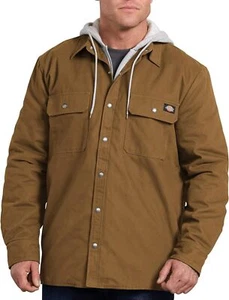 Dickies Men's Relaxed Fit Hooded Duck Quilted Shirt Jacket 2X, Brown  - Picture 1 of 5