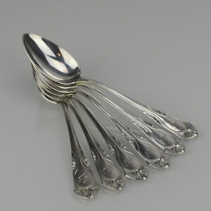 Antique Art Nouveau Set of 6 Silver 0.800 ☾♔ Coffee Spoons by Bruckmann 