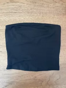 PINK Victoria’s Secret Pure Black MEDIUM Cotton Tube Top Built In Shelf Bra VS - Picture 1 of 2