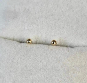 Gold Plated Baby child kids ball Stud Earrings 1mm women men hypoallergenic - Picture 1 of 2