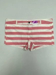 Merona chino shorts size 18 women striped mid rise mid wash canvas - Picture 1 of 13