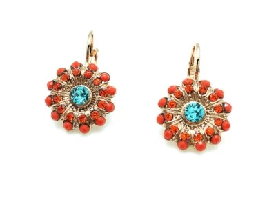 Mariana Earrings Light Blue & Red Flower Shape Austrian Crystals Odyssey Coll. - Image 1 of 3