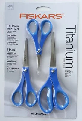 Fiskars 157690-1015 3 Piece Titanium Soft-Grip Scissors 5" 7" & 8" - Image 1 of 3