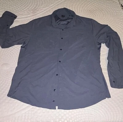 REI Hiking Button Up Shirt Solid Gray Long Sleeve Vented Stretch Pockets Mens XL - Image 1 of 4
