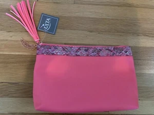 Ulta Pink Makeup Bag with Feather Charm 10 x 6 x 3 NWT - Picture 1 of 3