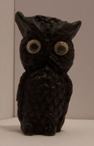 Handcrafted from Coal Owl Figurine with Googly Eyes Labeled Vanguard Coal - Picture 1 of 8