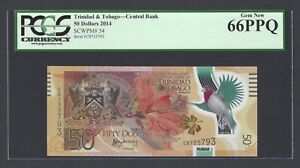 Trinidad and Tobago 50 Dollars 2014 P54 Uncirculated Graded 66