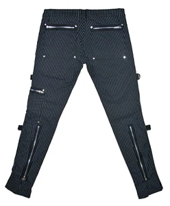 TRIPP MENS SKATER BONDAGE PANTS BLACK WHITE STRIPE ZIPPERS Daang Goodman SZ 30 - Picture 1 of 20