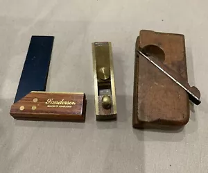 Vintage Sanderson Mini Try Square, kleiner Holzfasenhobel & Mini Messinghobel - Bild 1 von 16