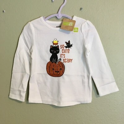 Blusa Crazy 8 bebê menina tão fofa que é assustadora outono 18-24 12-18 3-6 Halloween - Imagem 1 de 4