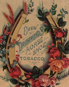 1880's Large Victorian Trade Card Drummonds Horse Shoe Tobacco Chew Fantastic - Picture 1 of 4