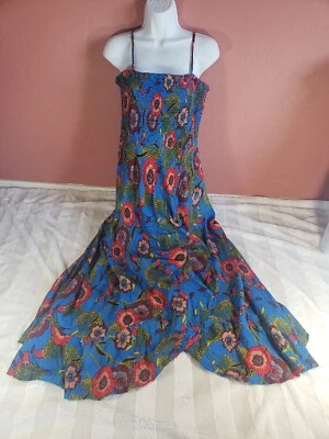 Band Of Gypsies Floral Smocked Hi/Lo Maxi Dress Prairie Boho Coastal Cowgirl M - Image 1 of 4