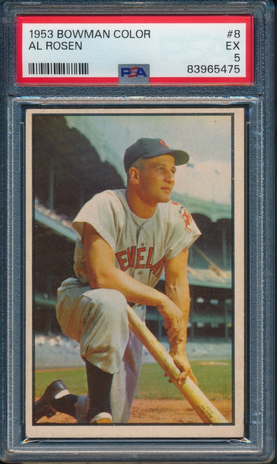 1953 Bowman Color Baseball Al Rosen #8 PSA 5 INDIANS EX