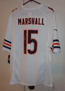 *NWT* Brandon Marshall #15 Chicago Bears Signed White GSH Jersey - Size L - Picture 1 of 4