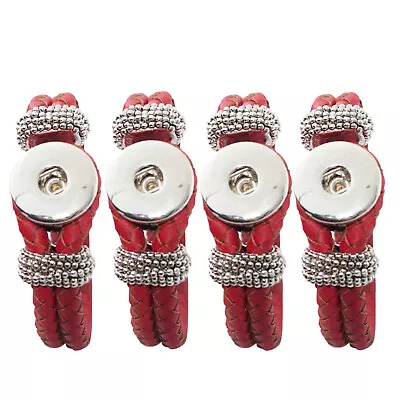 4er Set Armbände aus geflochtenen Leder mit einem Clickbutton - Bild 1 von 3