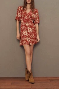 BA&SH Soma Short Floral Dress in Brick size Small NWT $295 - Picture 1 of 7