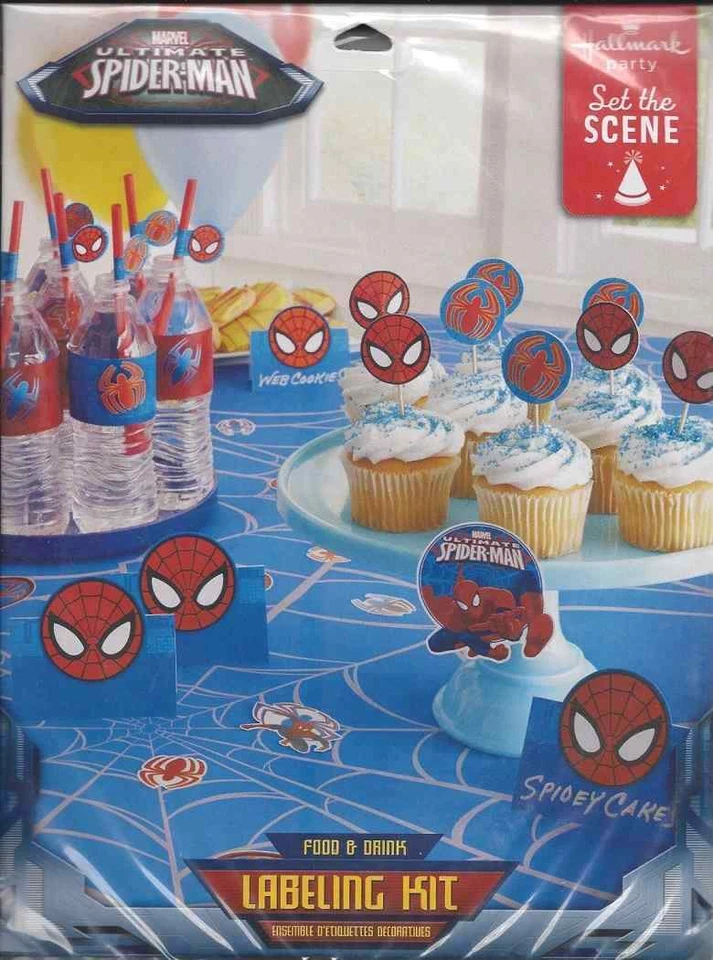 Ultimate Spider-Man Superhéroe Cumpleaños Fiesta Decoración Comida Bebida Etiqueta Kit Foto 1 de 1