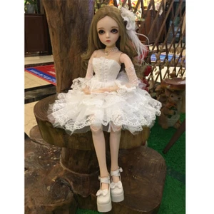 60cm BJD Doll 1/3 Ball Jointed Girl Lace Dress Wavy Hair Eyes Full Set Replace - Picture 1 of 5