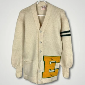 Vintage 40s-50s Princeton Award Sweater All-Wool Letterman Cardigan Fits M - Picture 1 of 7