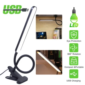 USB Reading Night Light Flexible LED Book Lamp Laptop Computer Clip-on Bed Desk - Picture 1 of 11