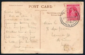 New Zealand • 1921 Postcard to Sydney, Aust • GPO Wellington • 1d Victory stamp - Bild 1 von 2