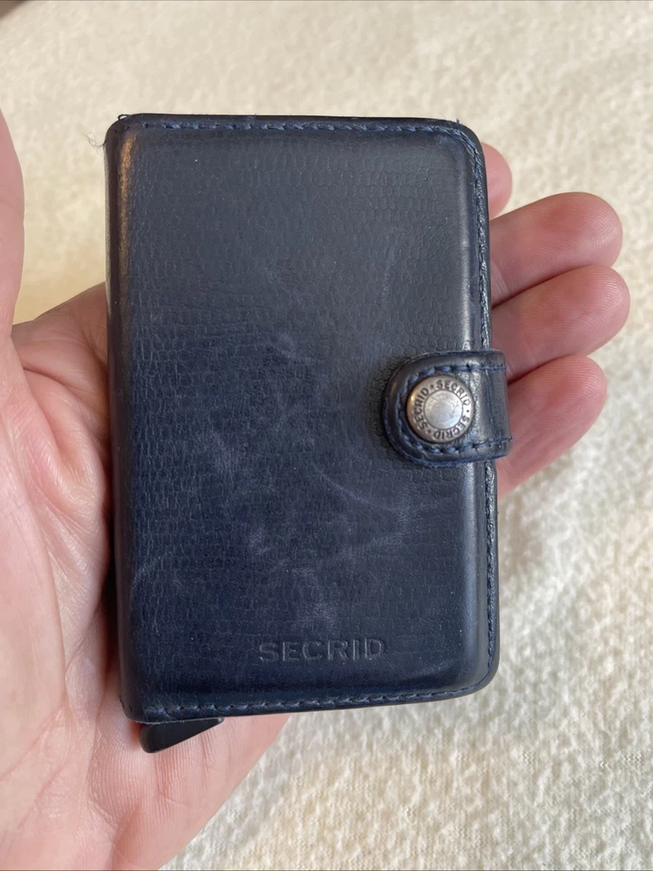 secrid mini wallet Blue Leather + Metal Card Holder Id Wallet. - Image 1 of 4