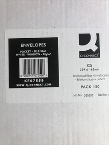 Q-Connect C5 Envelope Window Self Seal 90gsm White (150 Pack) KF07559 - Picture 1 of 2