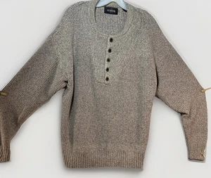 VTG Red Head Henley Tan Beige Long Sleeve Sweater Men’s Large Hunting Layer - Picture 1 of 13