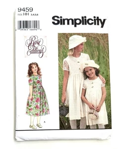 Simplicity 9459 Girls 3-4-5-6 Empire Button Front Dress Hat Rare Edition Pattern - Picture 1 of 2
