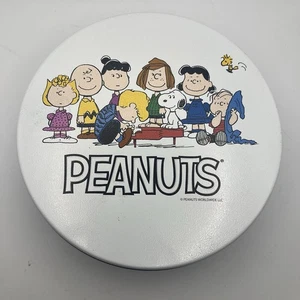 1990s PEANUTS Round Tin Snoopy, Blue Base, Peanuts Worldwide LLC - Bild 1 von 3