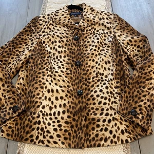 Neu mit Etikett Jones New York braune Jacke Leopardenmuster komplett gefüttert mit Taschen Gr. 16W - Bild 1 von 9
