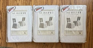 3er Set SureFit Baumwollköper Esszimmerstuhl Sitzröcke weiß NEU im Paket! - Bild 1 von 4