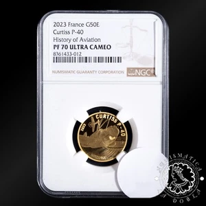 2023 - 1/4 Oz Gold PROOF - P 40 Curtiss - FRANCIA - NGC PF70 UC - Picture 1 of 2