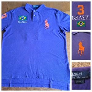 Camisa Ralph Lauren Para Hombres Grande Púrpura Verde Brasil Big Pony #3 Brasil Rugby RL - Imagen 1 de 13